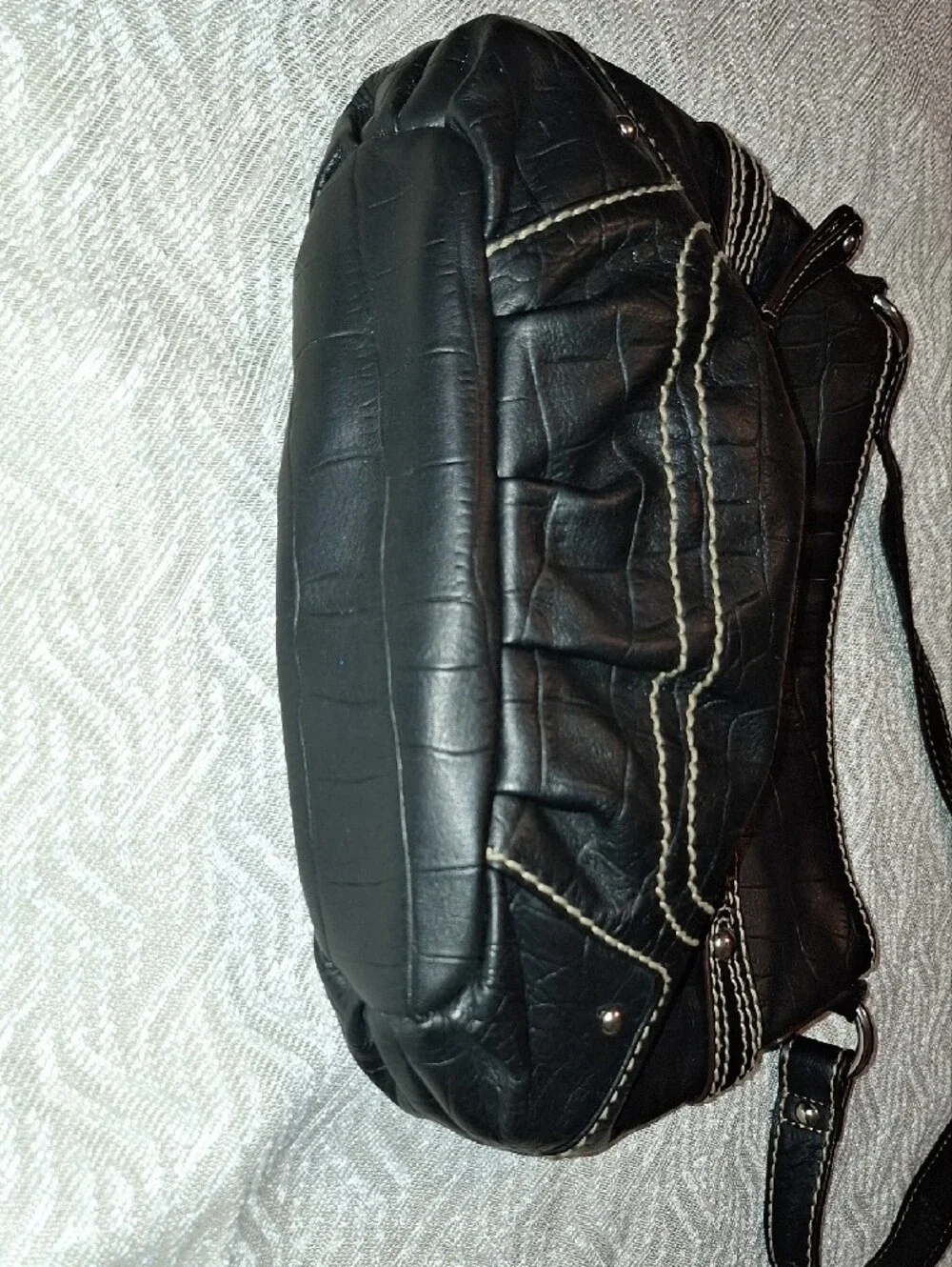 CLARKS Black Croc-Embossed Shoulder Bag